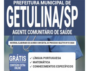 Apostila Processo Seletivo da Prefeitura de Getulina / SP – 2020, emprego: Agente Comunitário de Saúde