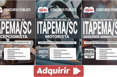 Apostilas Concurso Câmara de Vereadores de Itapema / SC – 2020, empregos: Recepcionista, Motorista e Assistente Administrativo