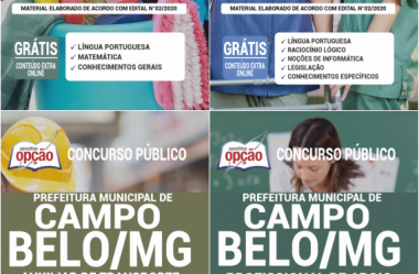 Apostilas de Estudo Concurso Município de Campo Belo / MG – 2020, cargos: Diversas Funções