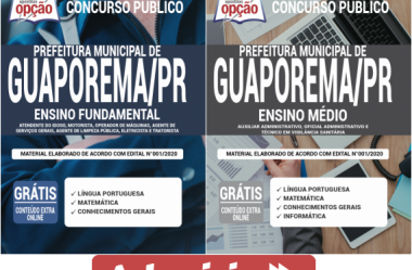 Apostilas Opção Concurso Prefeitura de Guaporema / PR – 2020, Níveis Fundamental e Médio