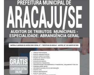 Material de Estudo Concurso Público ISS de Aracaju / SE – 2020, função: Auditor de Tributos Municipais – Abrangência Geral