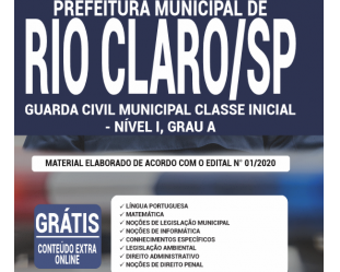 Apostila Concurso Público Prefeitura de Rio Claro / SP – 2020, Guarda Civil Municipal