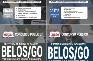 Estude com as Apostilas do Concurso da Prefeitura de Campos Belos / GO – 2020, nos empregos de: Várias Funções