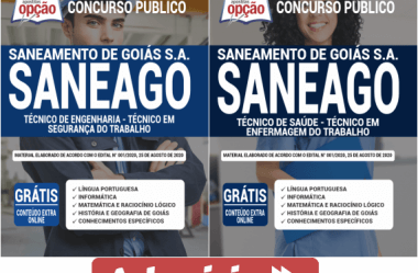 Apostilas Opção PDF e Livro do Concurso da SANEAGO – 2020, Técnico em Enfermagem e Técnico em Segurança (Trabalho)