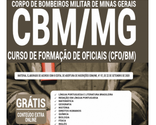 Apostila Impressa e Digital Curso de Formação de Oficiais do Concurso Público do CBM / MG – 2020 / 2021