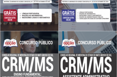 Apostilas Concurso Público CRM / MS – 2020, Diversos Cargos