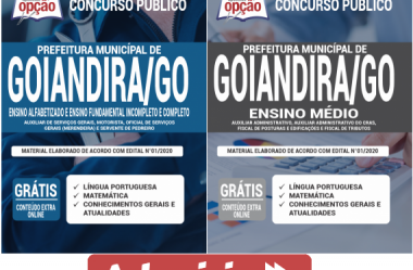 Concurso Público Prefeitura de Goiandira / GO – 2020, Apostilas Preparatórias para Diversos Cargos