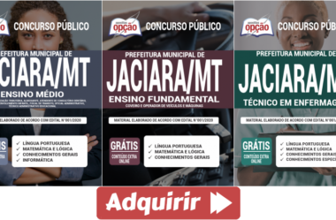 Apostilas Concurso Prefeitura de Jaciara / MT – 2020, empregos: Diversos Cargos