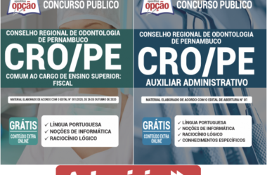 Apostilas Opção Concurso CRO / PE – 2020 / 2021, cargos: Auxiliar Administrativo e Fiscal