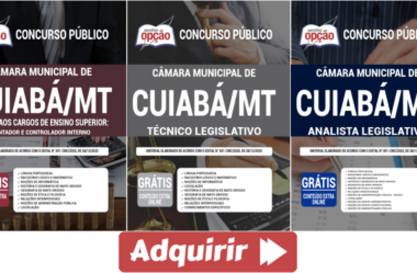 Materiais de Estudo Concurso Câmara de Cuiabá / MT – 2021, funções: Técnico Legislativo, Analista Legislativo, Contador e Controlador Interno