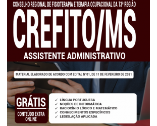 Opção Apostilas Concurso Público CREFITO-13 / MS – 2021, cargo: Assistente Administrativo