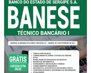 Apostila Concurso Público Banco do Estado de Sergipe / BANESE – 2021, Técnico Bancário I