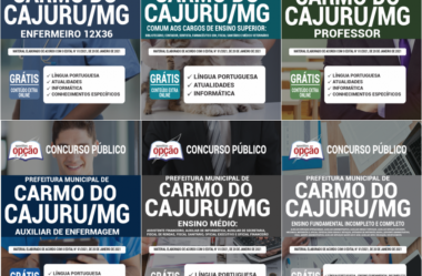 E-books e Apostilas Concurso Prefeitura de Carmo do Cajuru / MG – 2021, funções: Diversos Cargos