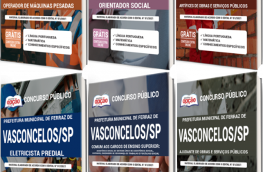 Apostilas Opção Concurso Público Prefeitura de Ferraz de Vasconcelos / SP – 2021, cargos: Diversos Empregos