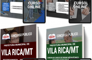 Apostilas de Estudo Teste Seletivo Prefeitura de Vila Rica / MT – 2021, cargos: Várias Funções