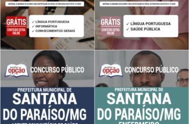 Opção Apostilas Processo Seletivo da Prefeitura de Santana do Paraíso / MG – 2021, cargos: Diversas Funções