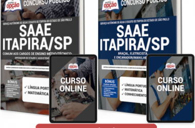 Apostilas de Estudo Concurso Público SAAE de Itapira / SP – 2021, cargos: Níveis Fundamental e Médio