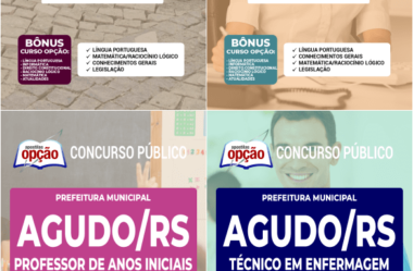 Apostilas PDF e Impressas Diversos Cargos do Concurso da Prefeitura de Agudo / RS 2022