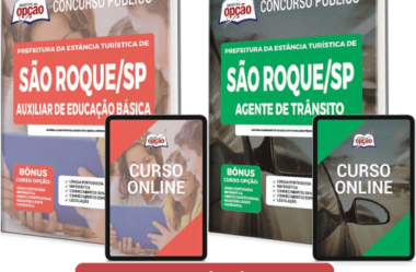 Apostilas 2022 Concurso Prefeitura São Roque / SP, funções de: Auxiliar de Educação Básica e Agente de Trânsito