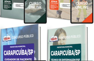 Apostilas Preparação Concurso Prefeitura Carapicuíba / SP 2023, Vários Cargos