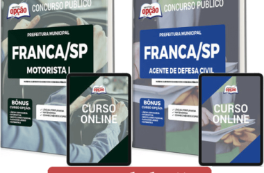 Materiais Estudo Concurso Prefeitura Franca / SP 2023, Motorista I e Agente de Defesa Civil