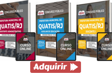 Apostilas Concurso Quatis / RJ 2023, Docente I, Assistente Administrativo e Auxiliar Educação