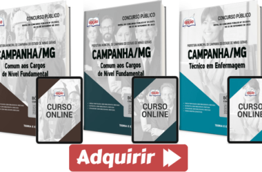 Apostilas Concurso Prefeitura Campanha / MG 2023, Comum Vários Cargos