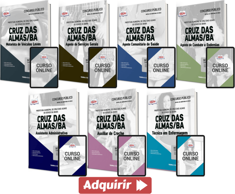 Apostilas Concurso Prefeitura Cruz das Almas / BA 2024, Vários Empregos