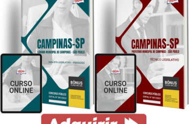 Apostilas Concurso Câmara Campinas / SP 2024, Pedagogo e Técnico Legislativo